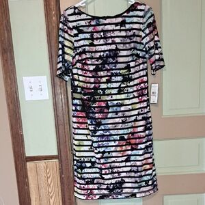Jessica Howard Multicolor Floral Striped Midi Dress Size 12P, NWT